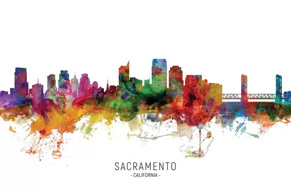 Sacramento: Color Splash Sacramento California Skyline by Michael Tompsett