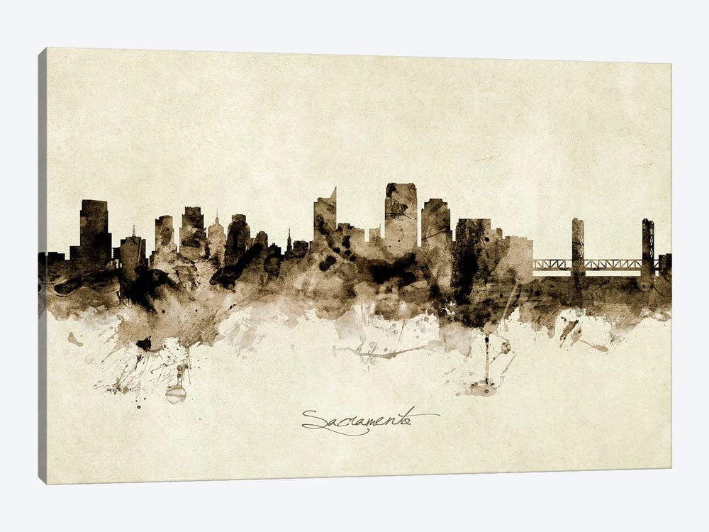 Sacramento California Skyline by Michael Tompsett 1-piece Art Print