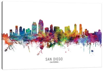 San Diego California Skyline Canvas Art Print - California Art