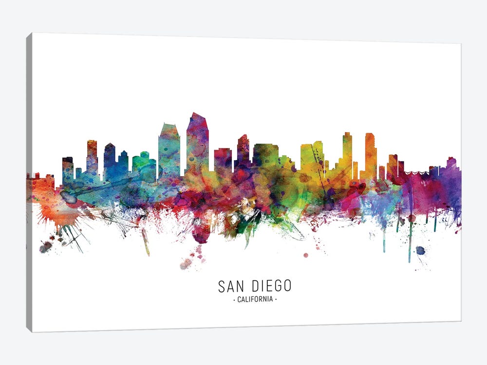 San Diego California Skyline by Michael Tompsett 1-piece Canvas Art Print