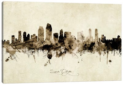 San Diego California Skyline Canvas Art Print - Industrial Office