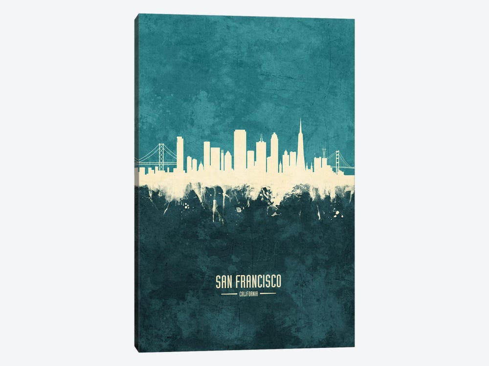 San Francisco California Skyline by Michael Tompsett 1-piece Canvas Art