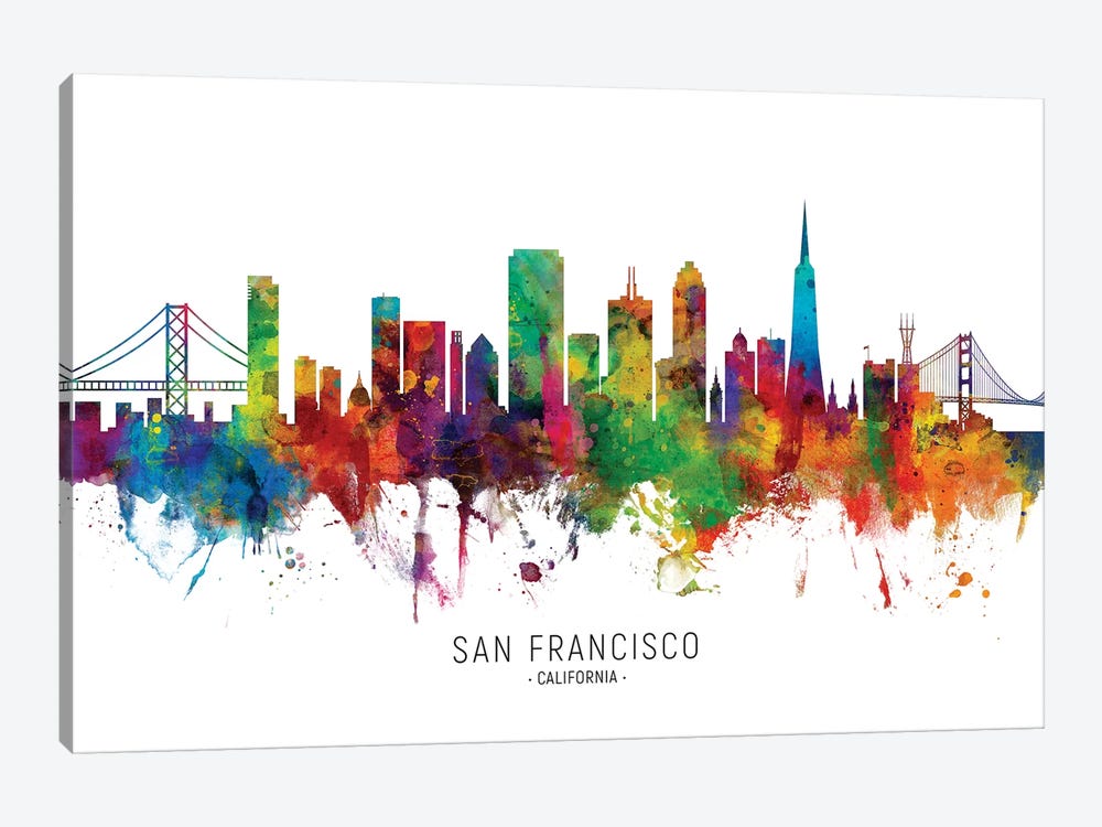 San Francisco California Skyline by Michael Tompsett 1-piece Canvas Art Print