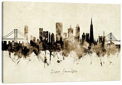 San Francisco California Skyline Canvas Art Print - Scenic & Nature Typography