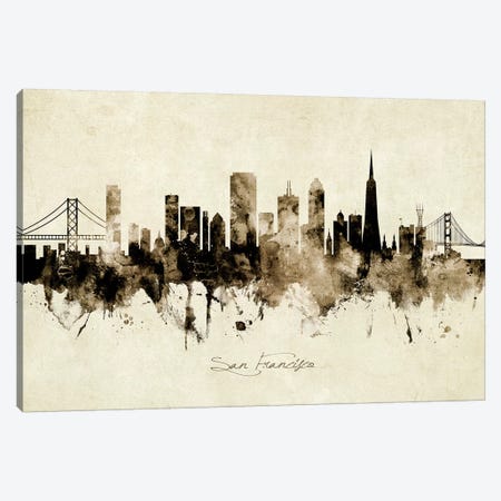 San Francisco California Skyline Canvas Print #MTO1985} by Michael Tompsett Canvas Art