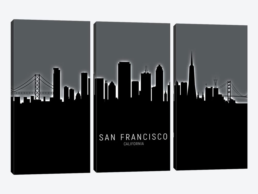 San Francisco California Skyline by Michael Tompsett 3-piece Canvas Print