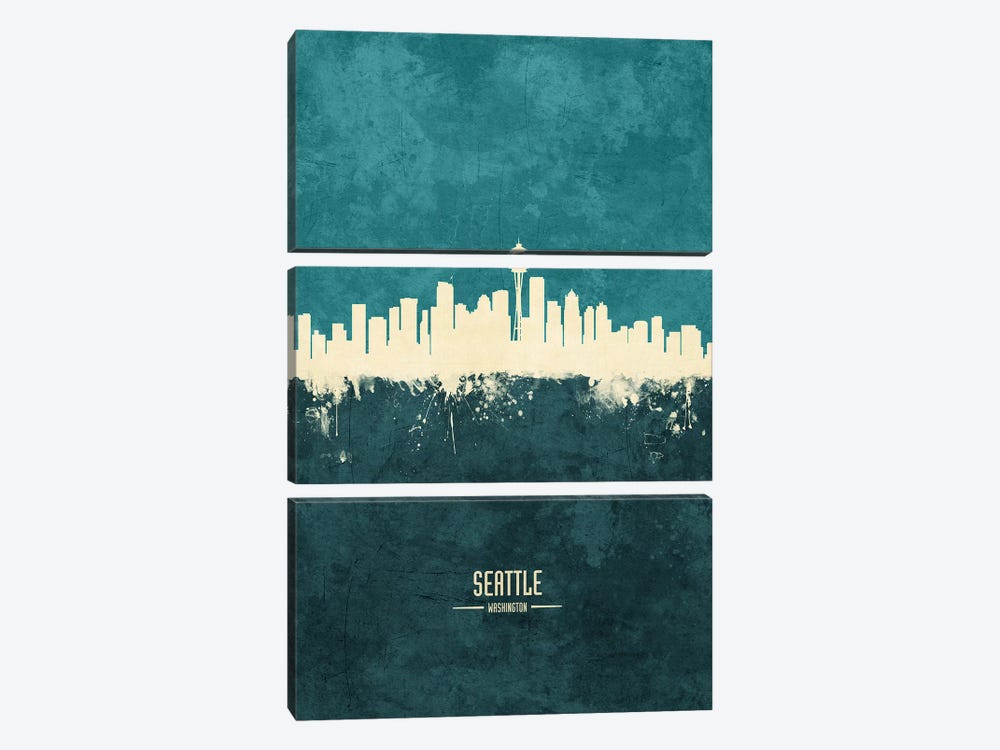 Seattle Washington Skyline by Michael Tompsett 3-piece Canvas Art