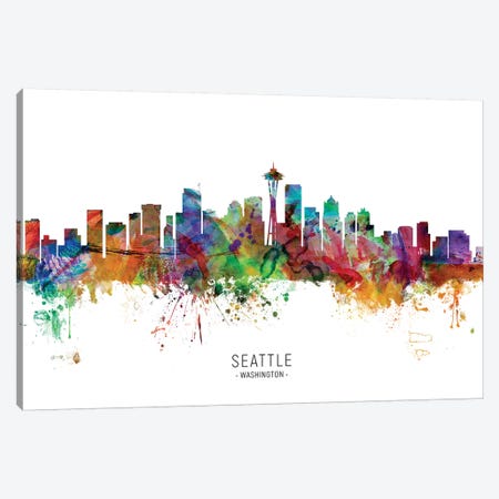 Seattle Washington Skyline Canvas Print #MTO1988} by Michael Tompsett Canvas Art Print