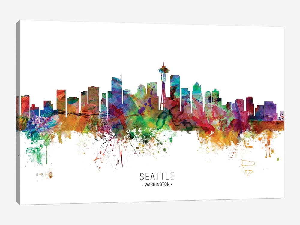 Seattle Washington Skyline by Michael Tompsett 1-piece Canvas Print