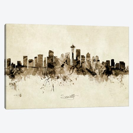 Seattle Washington Skyline Canvas Print #MTO1989} by Michael Tompsett Canvas Print