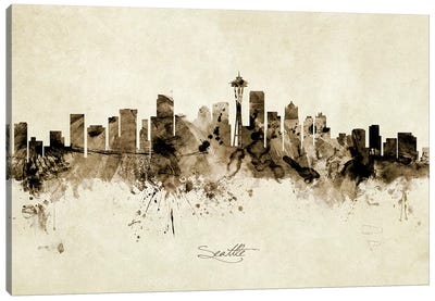 Seattle Washington Skyline Canvas Art Print - Scenic & Nature Typography