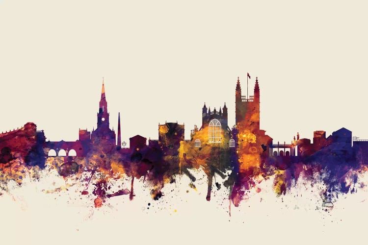 Beige Background Skyline Of Bath, England, United Kingdom by Michael Tompsett wall art