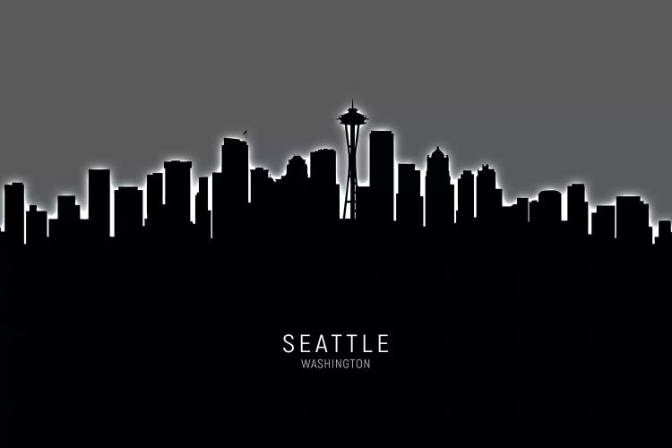 Black On Gray Seattle Washington Skyline