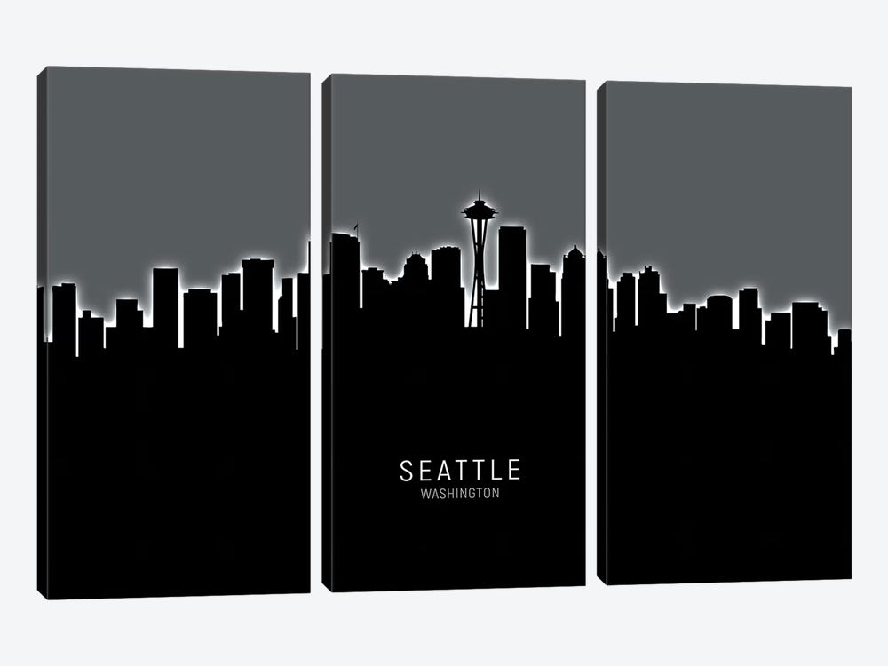 Seattle Washington Skyline by Michael Tompsett 3-piece Canvas Wall Art