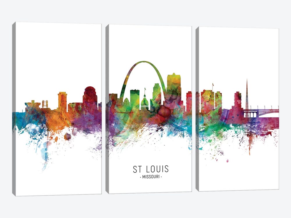 St Louis Missouri Skyline by Michael Tompsett 3-piece Canvas Print