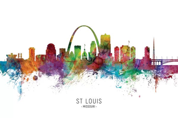 Missouri: Color Splash St Louis Missouri Skyline by Michael Tompsett