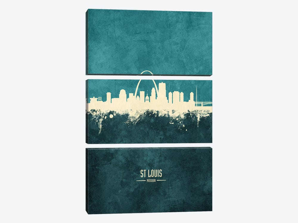 St Louis Missouri Skyline by Michael Tompsett 3-piece Canvas Artwork