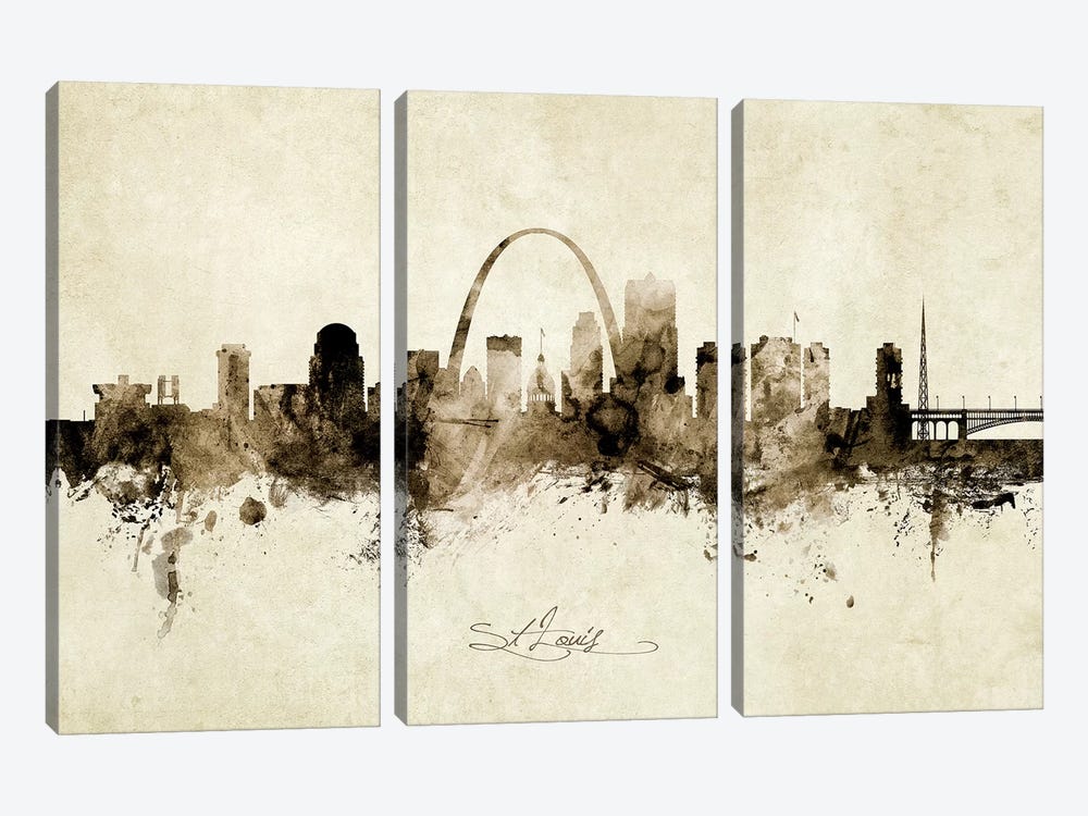 St Louis Missouri Skyline by Michael Tompsett 3-piece Art Print