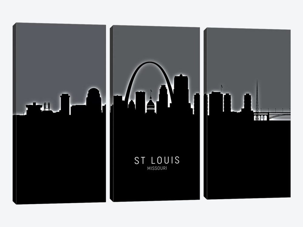 St Louis Missouri Skyline by Michael Tompsett 3-piece Canvas Art