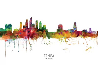 Color Splash Tampa Florida Skyline by Michael Tompsett canvas print
