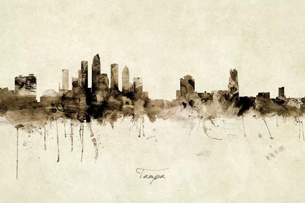 Industrial Office: Ink Splash Tampa Florida Skyline by Michael Tompsett