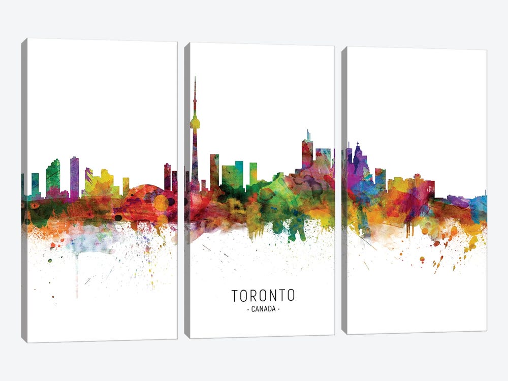 Toronto Canada Skyline by Michael Tompsett 3-piece Canvas Art Print