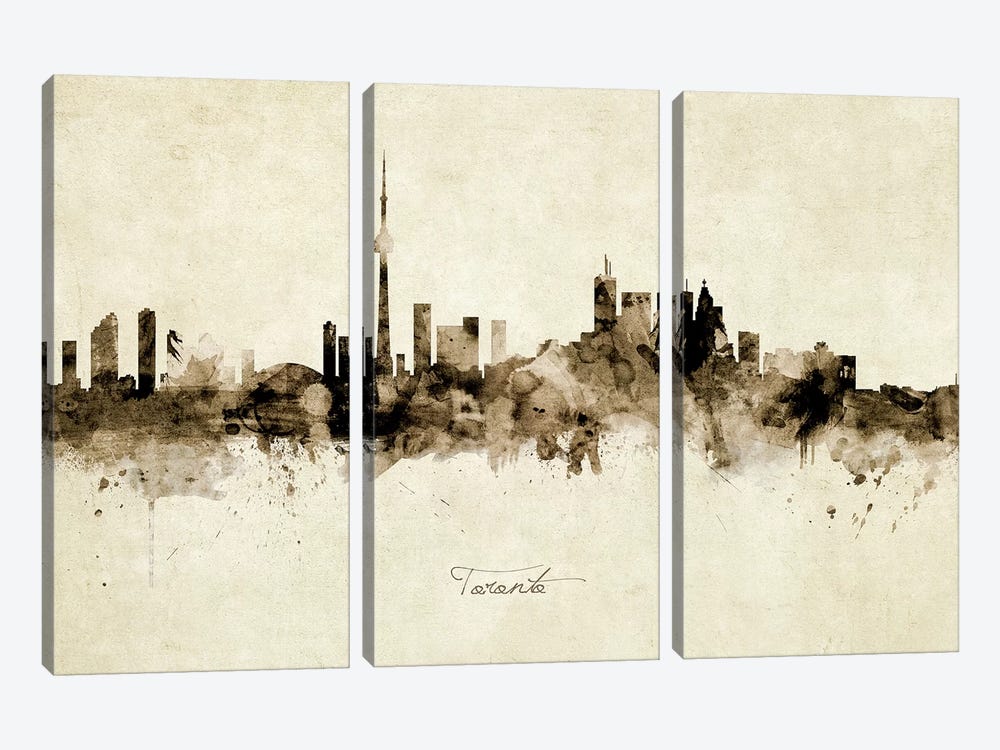 Toronto Canada Skyline by Michael Tompsett 3-piece Canvas Art Print
