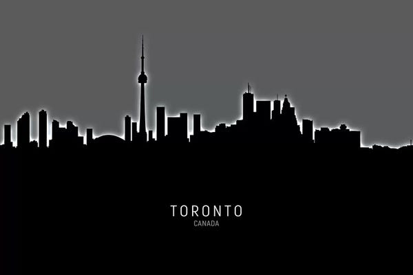 Ontario: Black On Gray Toronto Canada Skyline by Michael Tompsett