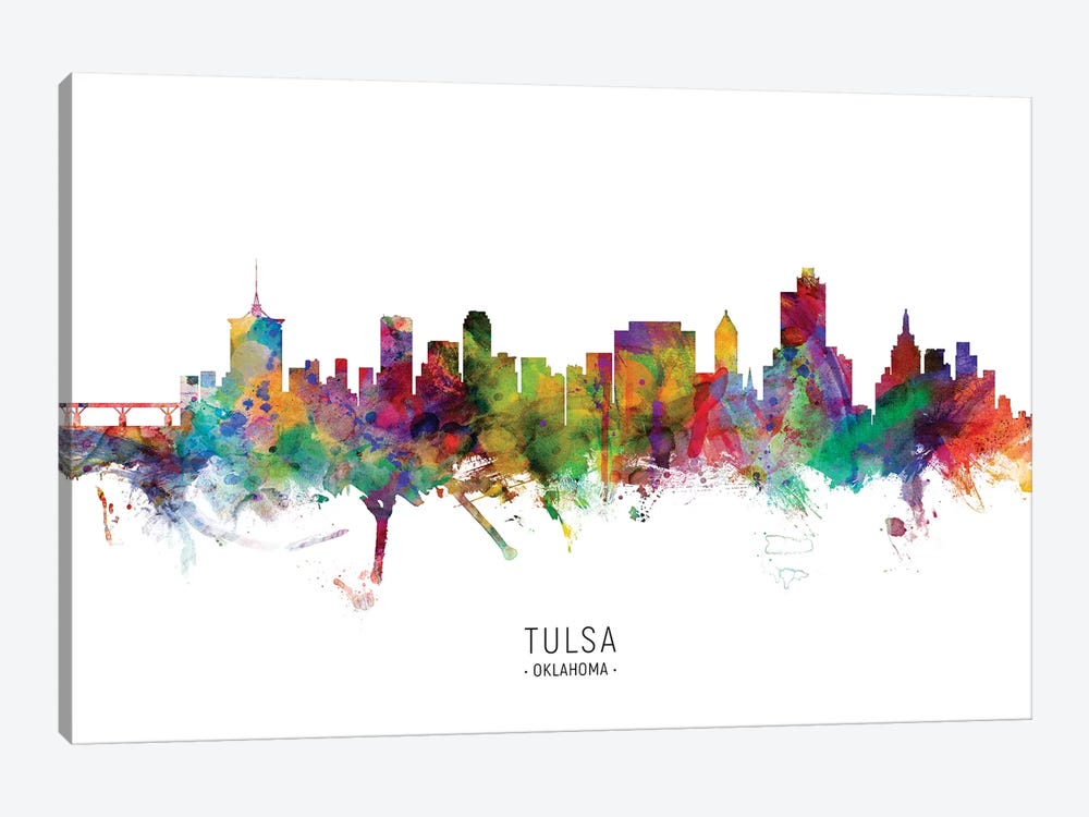 Tulsa Oklahoma Skyline by Michael Tompsett 1-piece Canvas Art Print