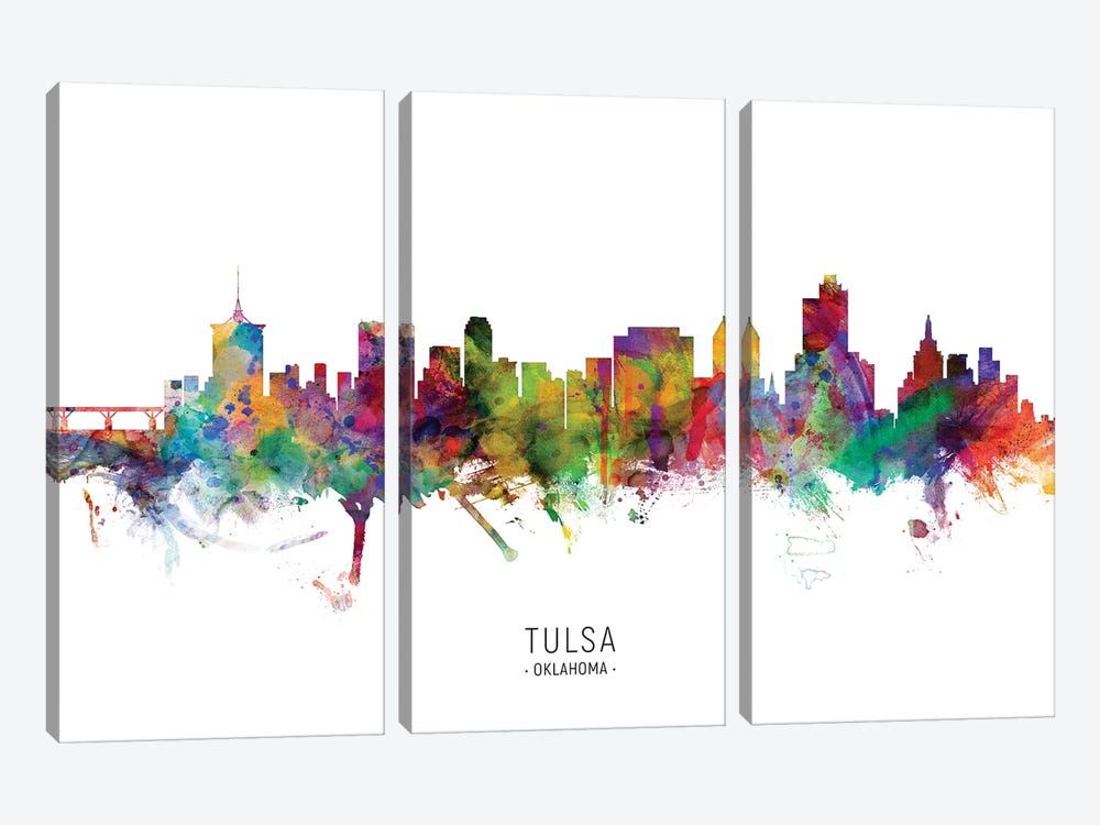 Tulsa Oklahoma Skyline by Michael Tompsett 3-piece Canvas Print
