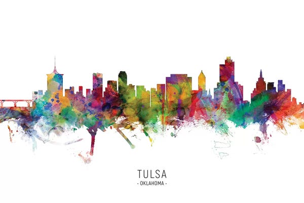 Tulsa: Color Splash Tulsa Oklahoma Skyline by Michael Tompsett
