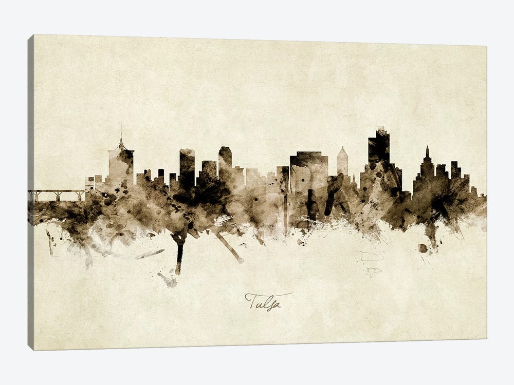 Tulsa Oklahoma Skyline by Michael Tompsett 1-piece Art Print