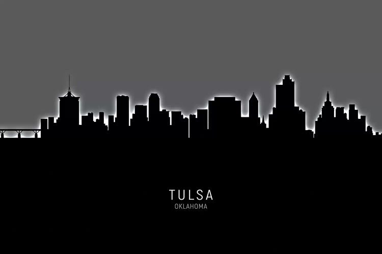 Black On Gray Tulsa Oklahoma Skyline by Michael Tompsett wall art