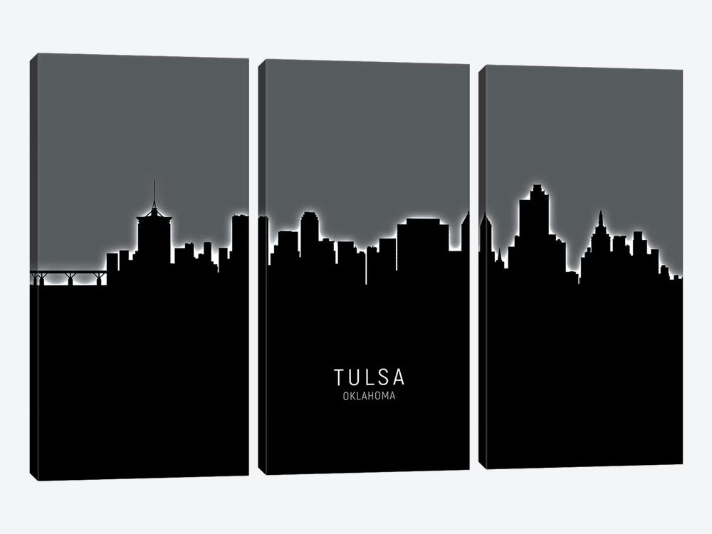Tulsa Oklahoma Skyline by Michael Tompsett 3-piece Canvas Art