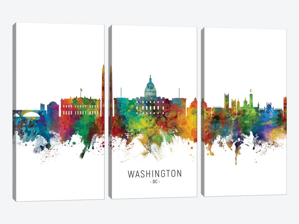 Washington DC Skyline by Michael Tompsett 3-piece Canvas Wall Art