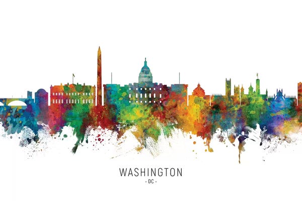 Washington, D.C. Skylines: Color Splash Washington DC Skyline by Michael Tompsett