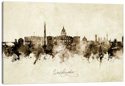 Washington DC Skyline Canvas Art Print - Scenic & Nature Typography