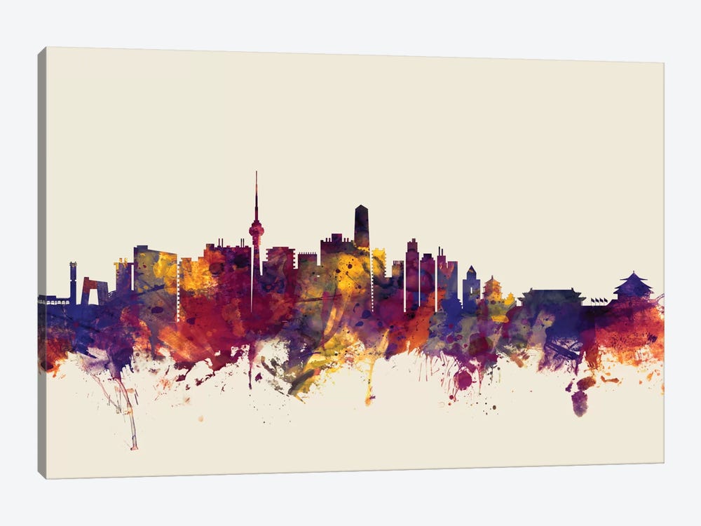 Beijing, People's Republic Of China On Beige by Michael Tompsett 1-piece Canvas Artwork