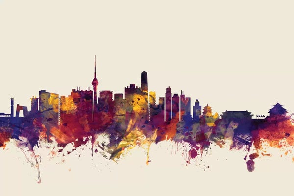 Beijing: Beige Background Skyline Of Beijing, People's Republic Of China by Michael Tompsett