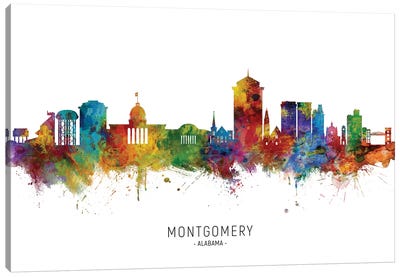 Montgomery, Alabama Skyline Canvas Art Print - Alabama