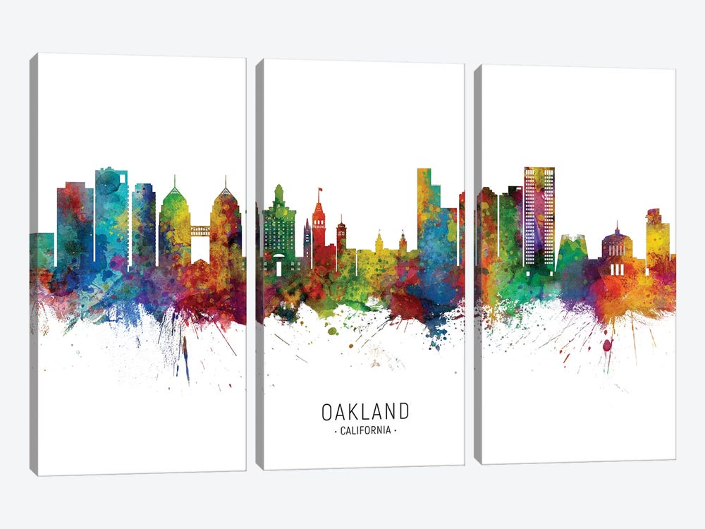 Oakland, California Skyline by Michael Tompsett 3-piece Canvas Art Print
