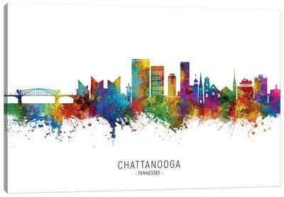 Chattanooga, Tennessee Skyline Canvas Art Print - Scenic & Nature Typography