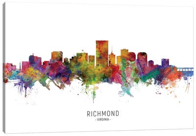 Richmond Virginia Skyline Canvas Art Print - Scenic & Nature Typography