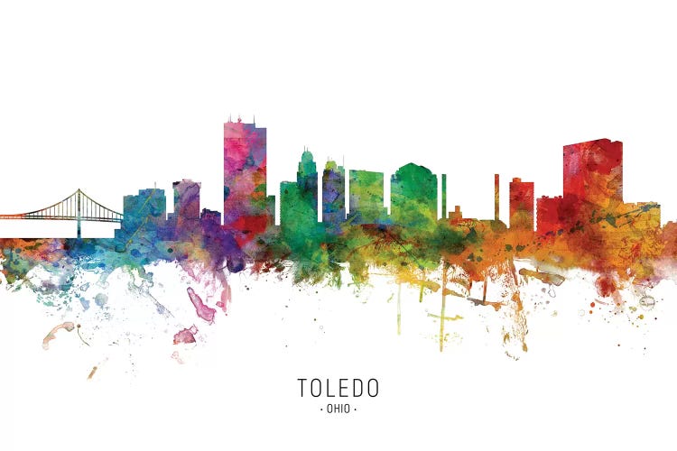 Toledo Ohio Skyline by Michael Tompsett wall art