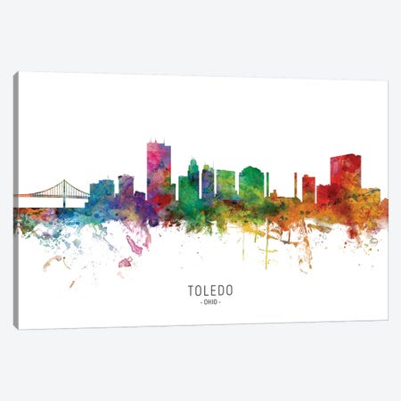 Toledo Ohio Skyline Canvas Print #MTO2015} by Michael Tompsett Canvas Wall Art