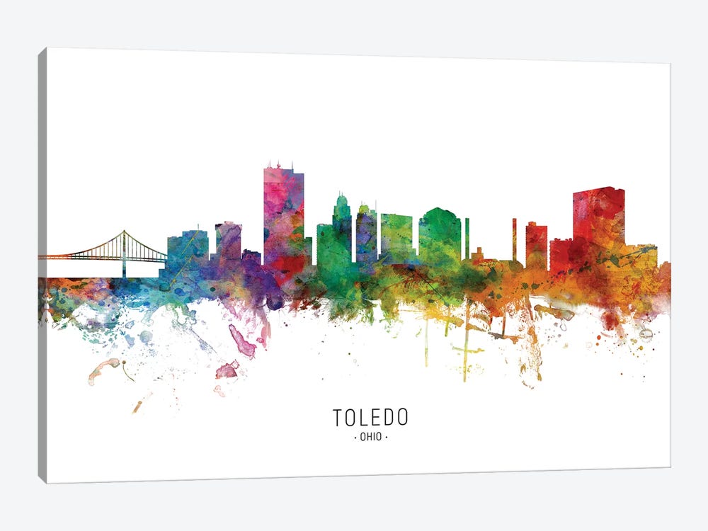 Toledo Ohio Skyline by Michael Tompsett 1-piece Canvas Art Print