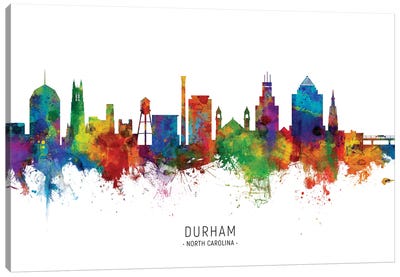 Durham North Carolina Skyline Canvas Art Print - Scenic & Nature Typography