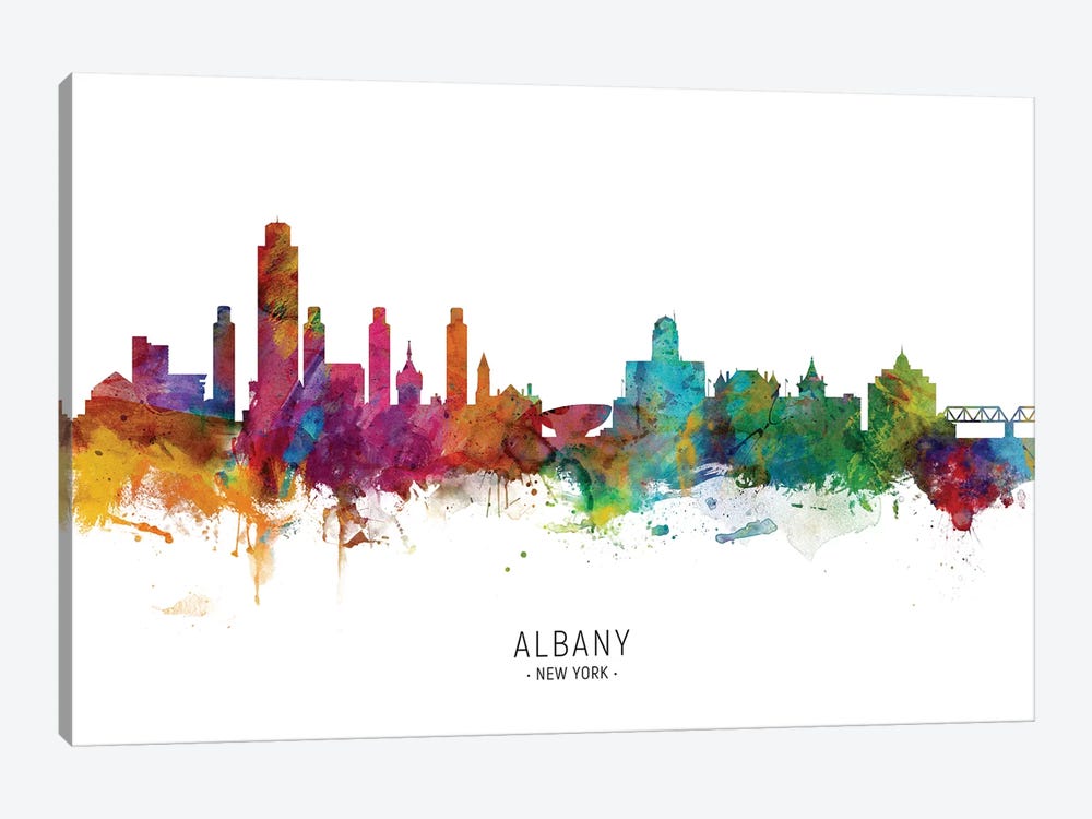 Albany New York Skyline by Michael Tompsett 1-piece Canvas Art Print