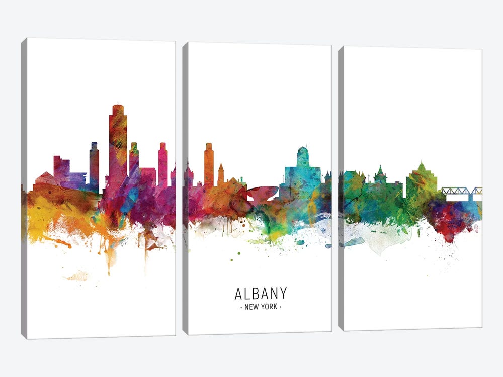 Albany New York Skyline by Michael Tompsett 3-piece Art Print