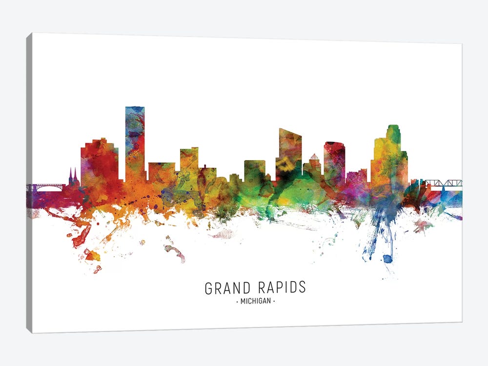 Grand Rapids Michigan Skyline by Michael Tompsett 1-piece Canvas Art